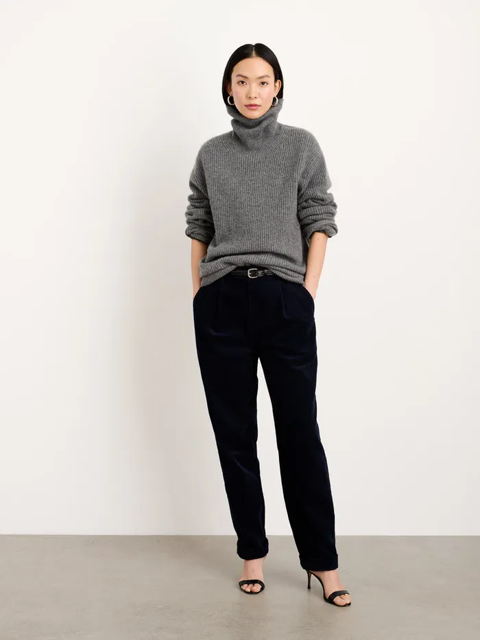 Men Alex Mill Sweaters Sweatshirts Judd Ribbed Turtleneck In Washed Cashmere Heather Pewter