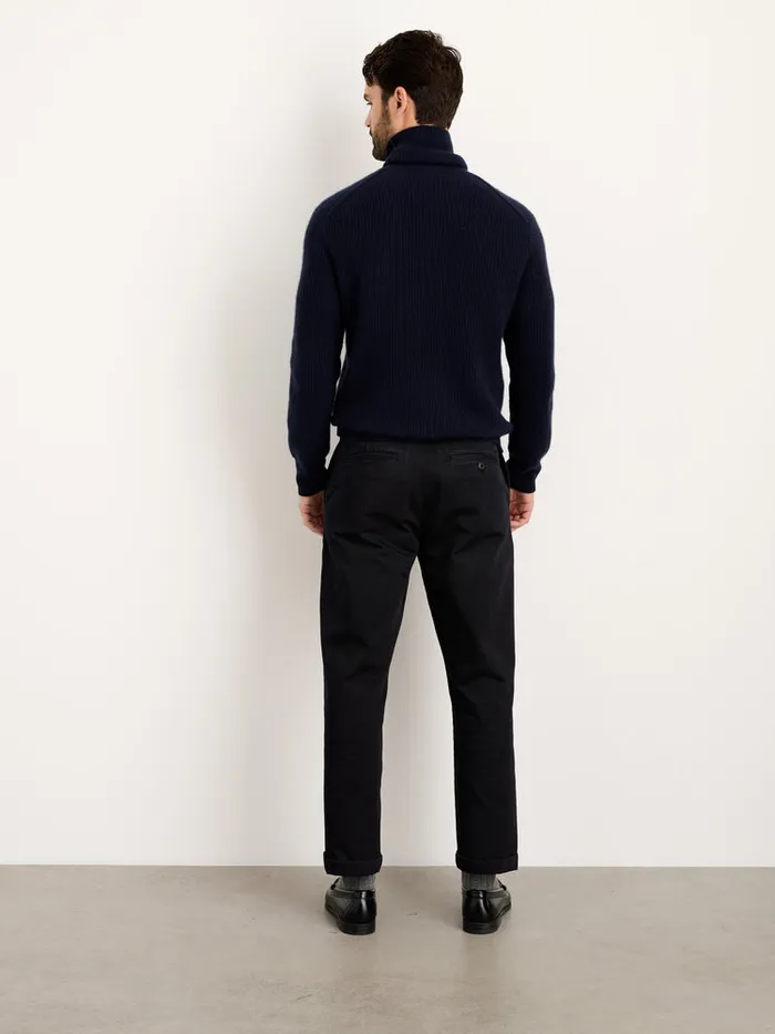 Men Alex Mill Sweaters Sweatshirts Judd Ribbed Turtleneck In Washed Cashmere Navy