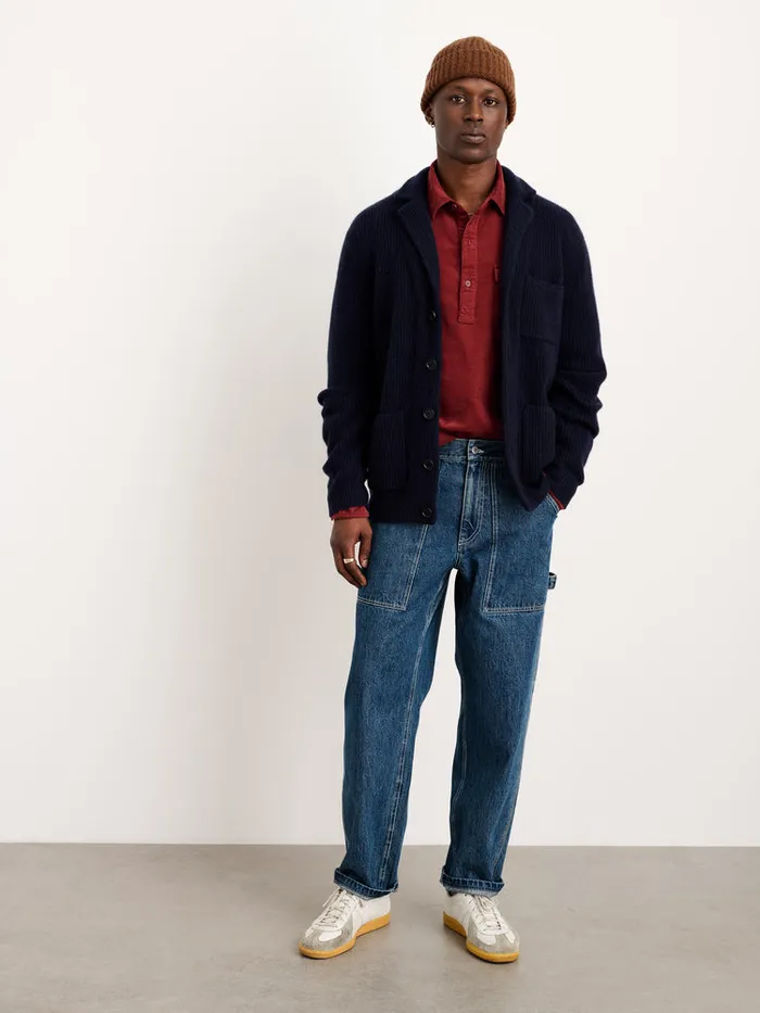Men Alex Mill Sweaters Sweatshirts Mitchell Cardigan In Washed Cashmere Navy
