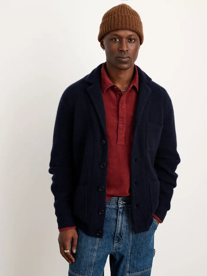 Men Alex Mill Sweaters Sweatshirts Mitchell Cardigan In Washed Cashmere Navy