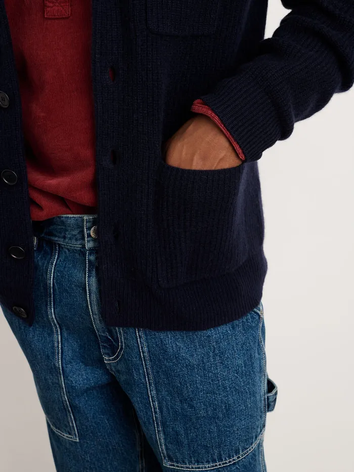 Men Alex Mill Sweaters Sweatshirts Mitchell Cardigan In Washed Cashmere Navy