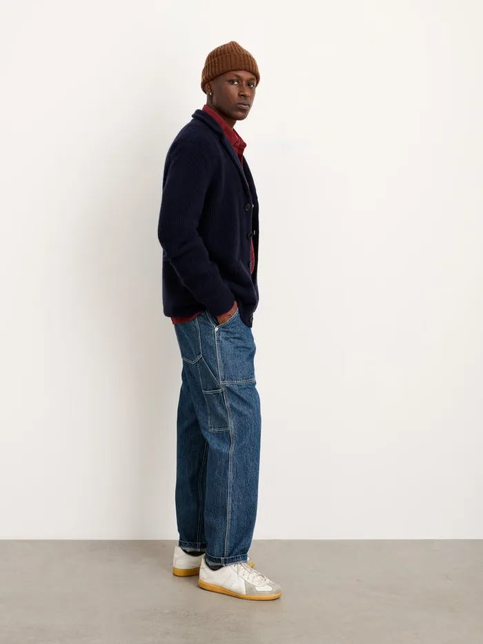 Men Alex Mill Sweaters Sweatshirts Mitchell Cardigan In Washed Cashmere Navy