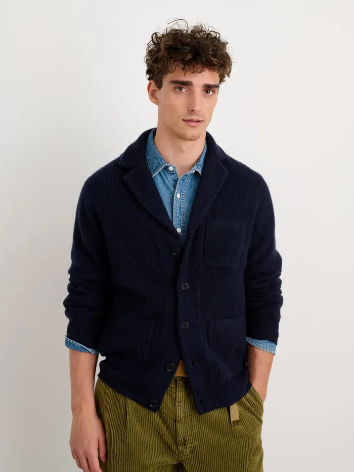 Men Alex Mill Sweaters Sweatshirts Mitchell Cardigan In Washed Cashmere Navy