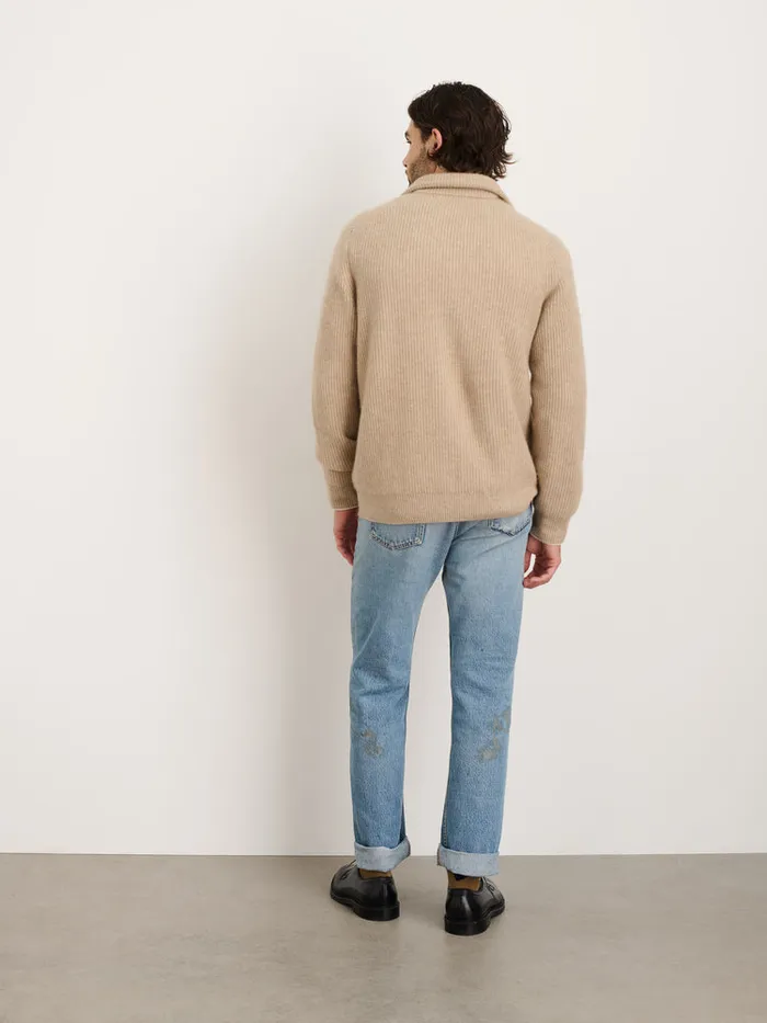 Men Alex Mill Sweaters Sweatshirts Mitchell Cardigan In Washed Cashmere Oatmeal