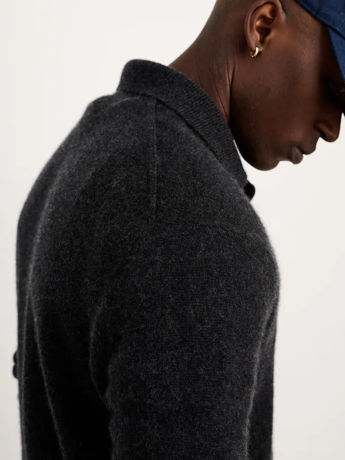Men Alex Mill Sweaters Sweatshirts Polo Sweater In Washed Cashmere Charcoal