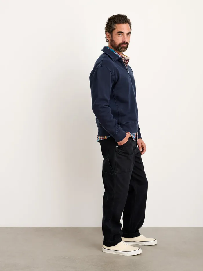 Men Alex Mill Sweaters Sweatshirts Som Half Zip Sweatshirt In Fleece Navy