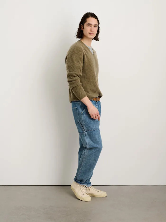 Men Alex Mill Sweaters Sweatshirts VNeck Sweater In Lightweight Cashmere Heather Olive