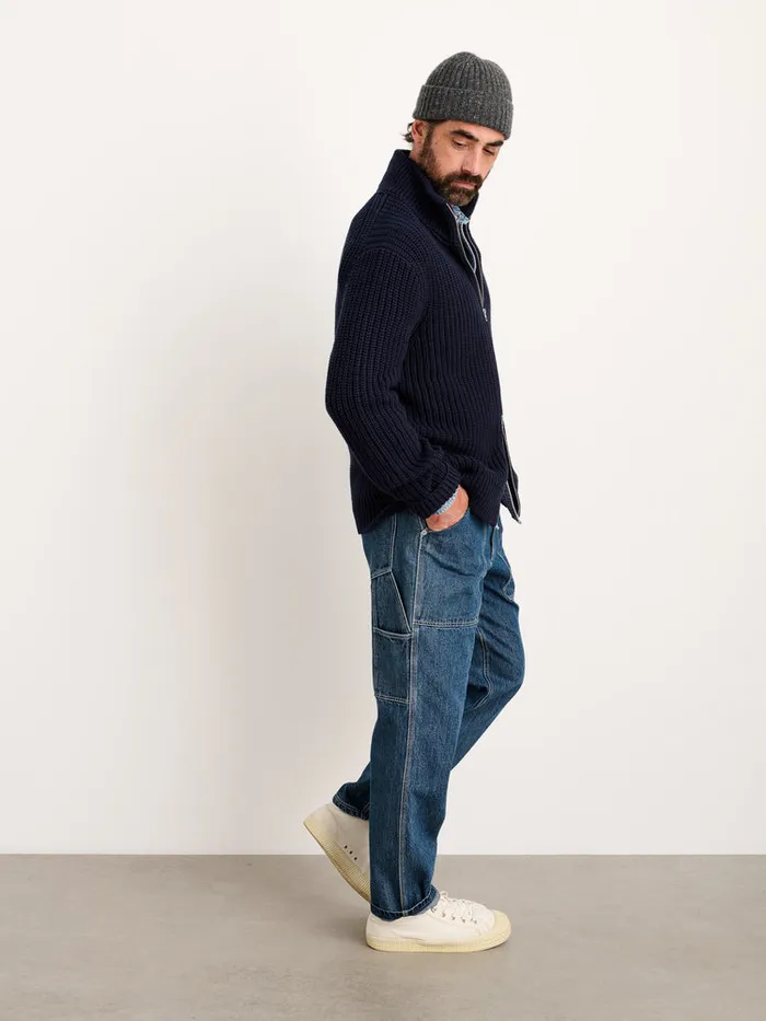 Men Alex Mill Sweaters Sweatshirts Wright Cardigan In Chunky Cotton Dark Navy