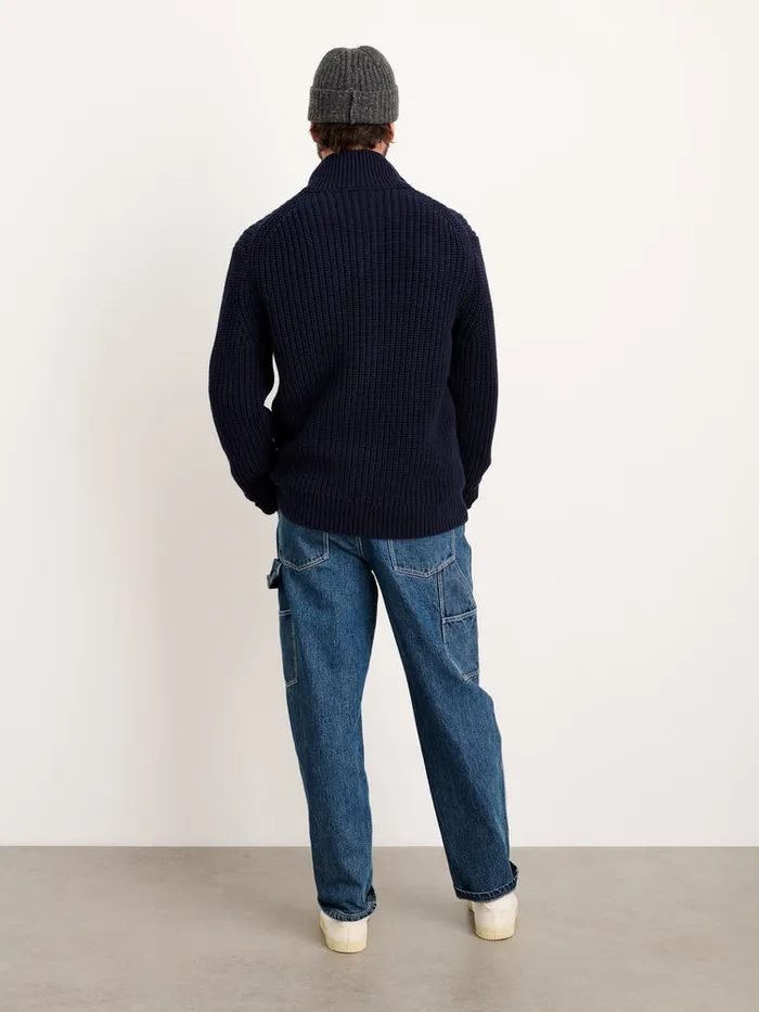 Men Alex Mill Sweaters Sweatshirts Wright Cardigan In Chunky Cotton Dark Navy