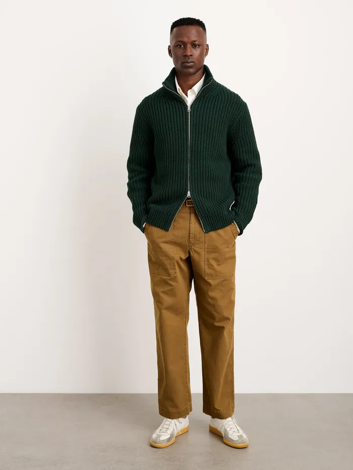 Men Alex Mill Sweaters Sweatshirts Wright Cardigan In Chunky Cotton Dark Spruce Men Alex Mill Sweaters Sweatshirts Wright Cardigan In Chunky Cotton Dark Spruce