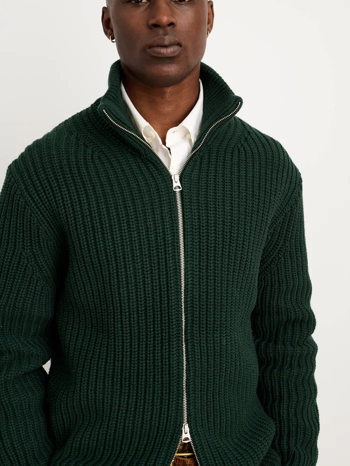 Men Alex Mill Sweaters Sweatshirts Wright Cardigan In Chunky Cotton Dark Spruce
