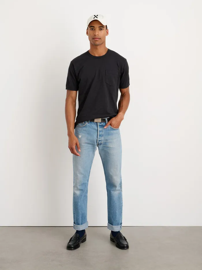 Men Alex Mill Tees Polos Standard Pocket Tee In Slub Cotton Black