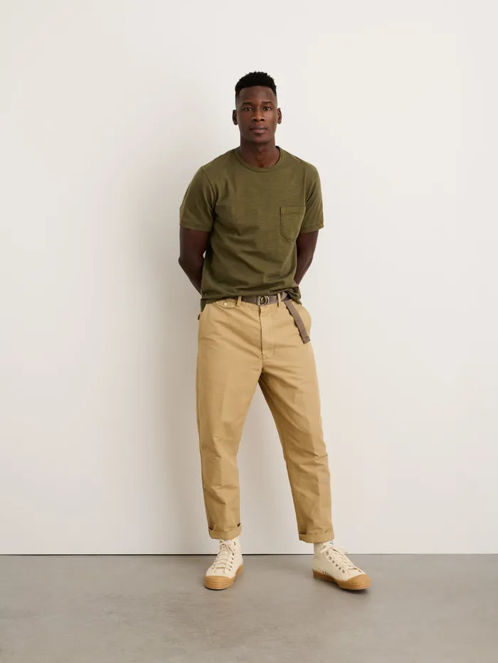 Men Alex Mill Tees Polos Standard Pocket Tee In Slub Cotton Faded Deep Olive
