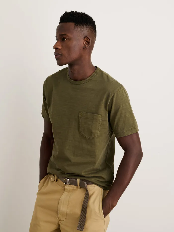 Men Alex Mill Tees Polos Standard Pocket Tee In Slub Cotton Faded Deep Olive
