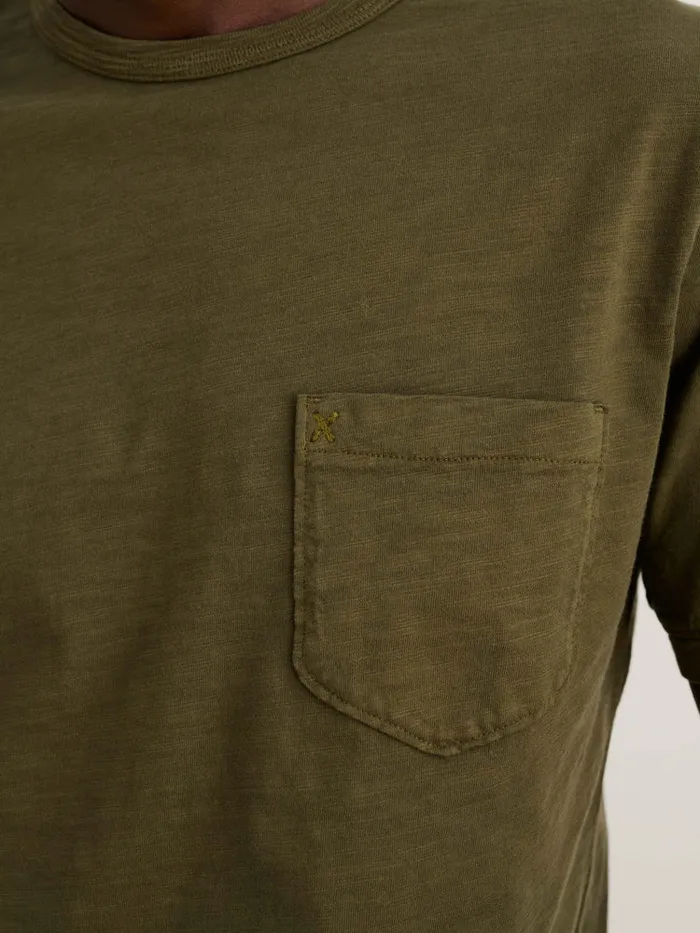 Men Alex Mill Tees Polos Standard Pocket Tee In Slub Cotton Faded Deep Olive