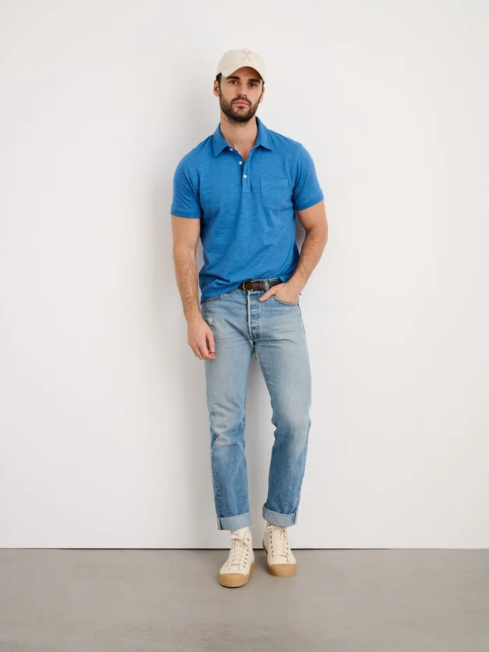 Men Alex Mill Tees Polos Standard Slub Cotton Polo Aegean Blue
