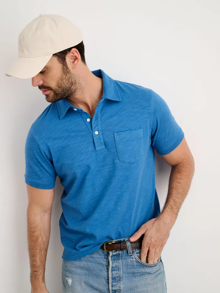 Men Alex Mill Tees Polos Standard Slub Cotton Polo Aegean Blue