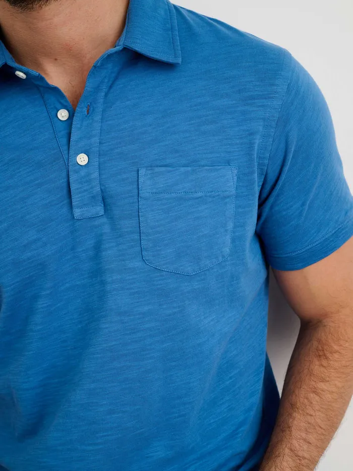 Men Alex Mill Tees Polos Standard Slub Cotton Polo Aegean Blue