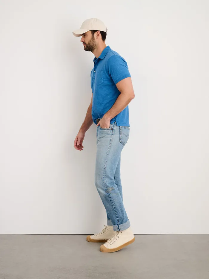 Men Alex Mill Tees Polos Standard Slub Cotton Polo Aegean Blue