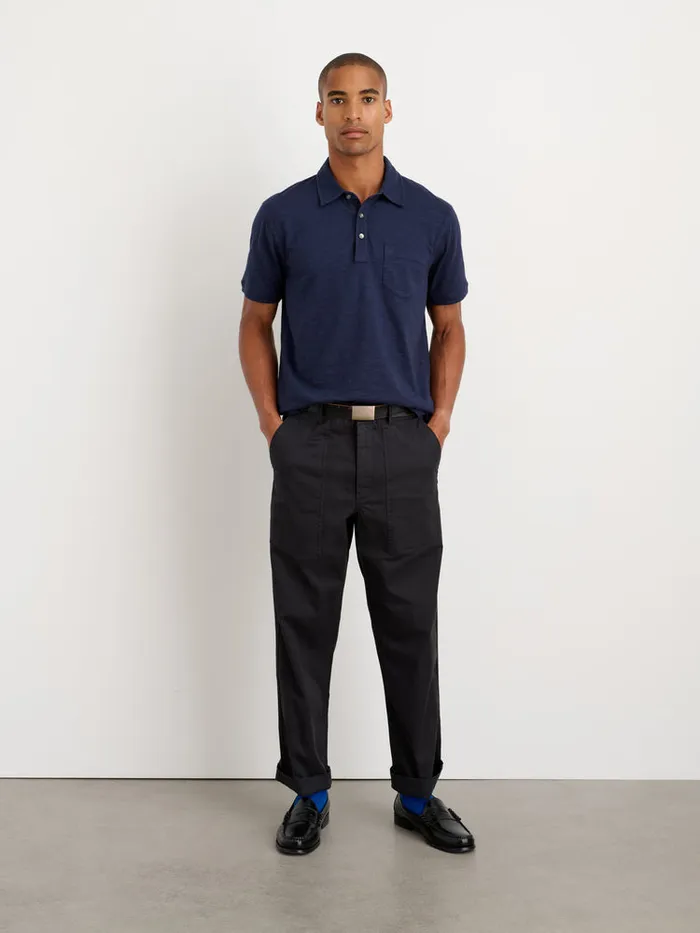 Men Alex Mill Tees Polos Standard Slub Cotton Polo Navy