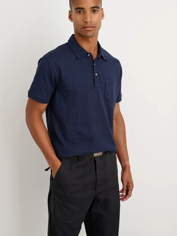 Men Alex Mill Tees Polos Standard Slub Cotton Polo Navy