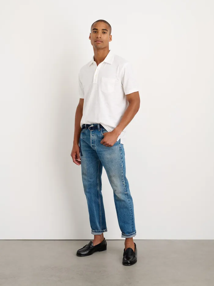 Men Alex Mill Tees Polos Standard Slub Cotton Polo White