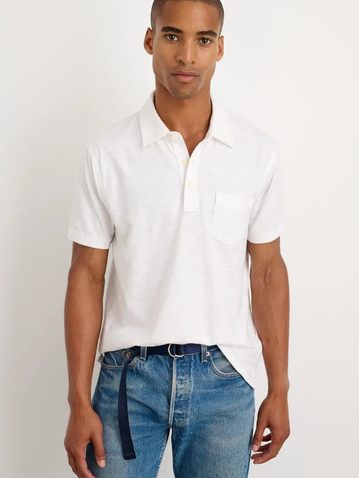 Men Alex Mill Tees Polos Standard Slub Cotton Polo White