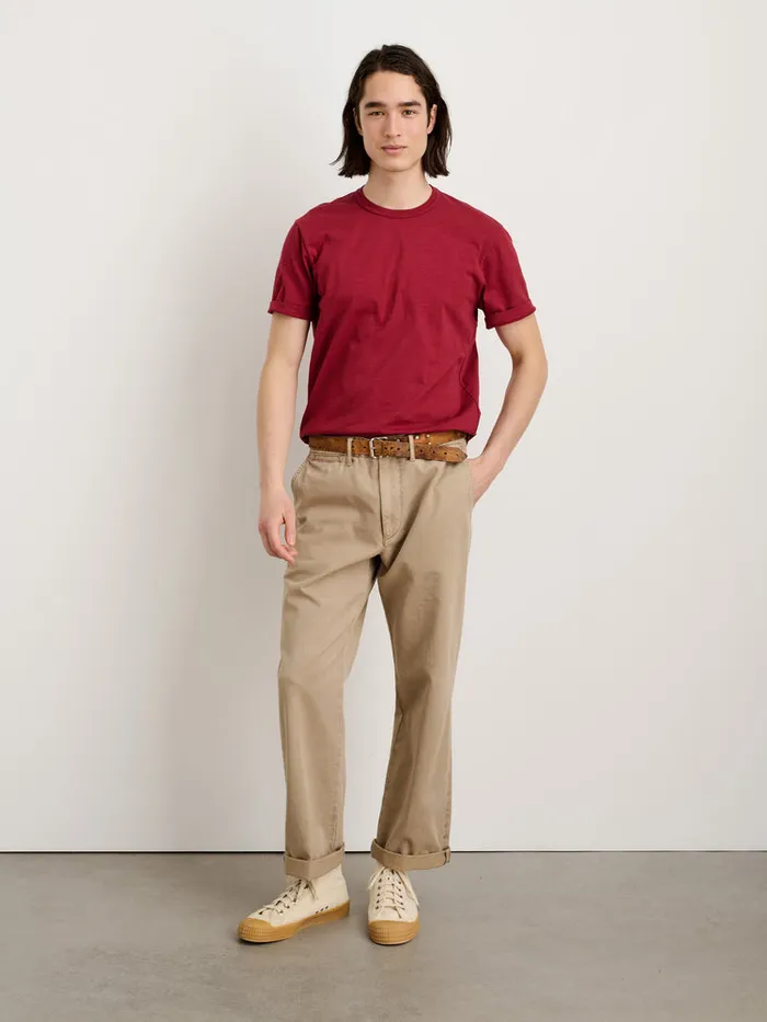 Men Alex Mill Tees Polos Standard T Shirt In Slub Cotton Fire Brick
