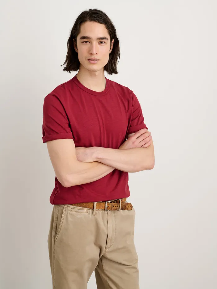 Men Alex Mill Tees Polos Standard T Shirt In Slub Cotton Fire Brick