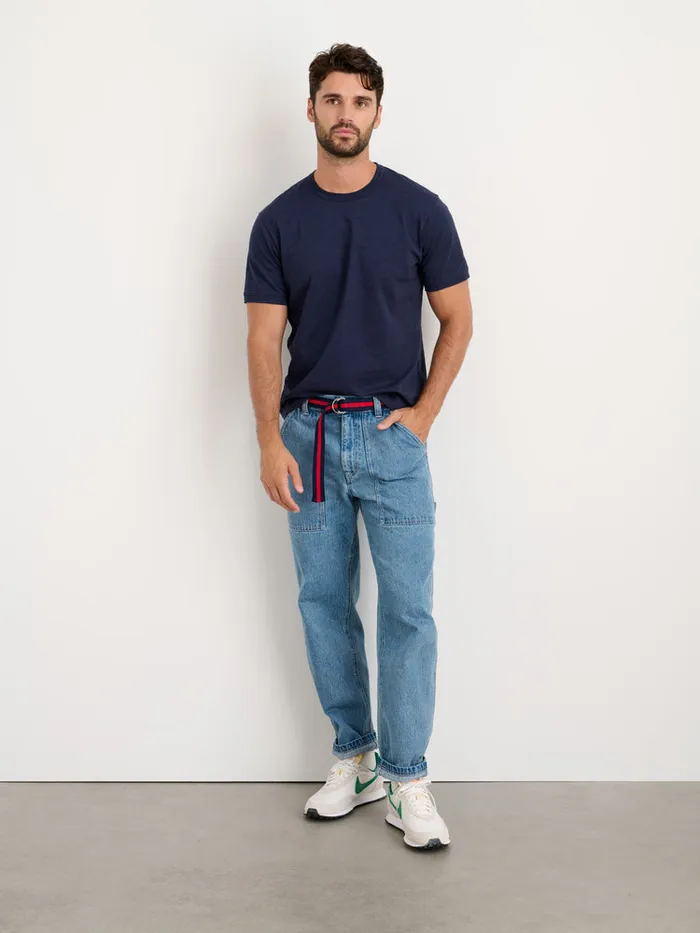 Men Alex Mill Tees Polos Standard T Shirt In Slub Cotton Navy