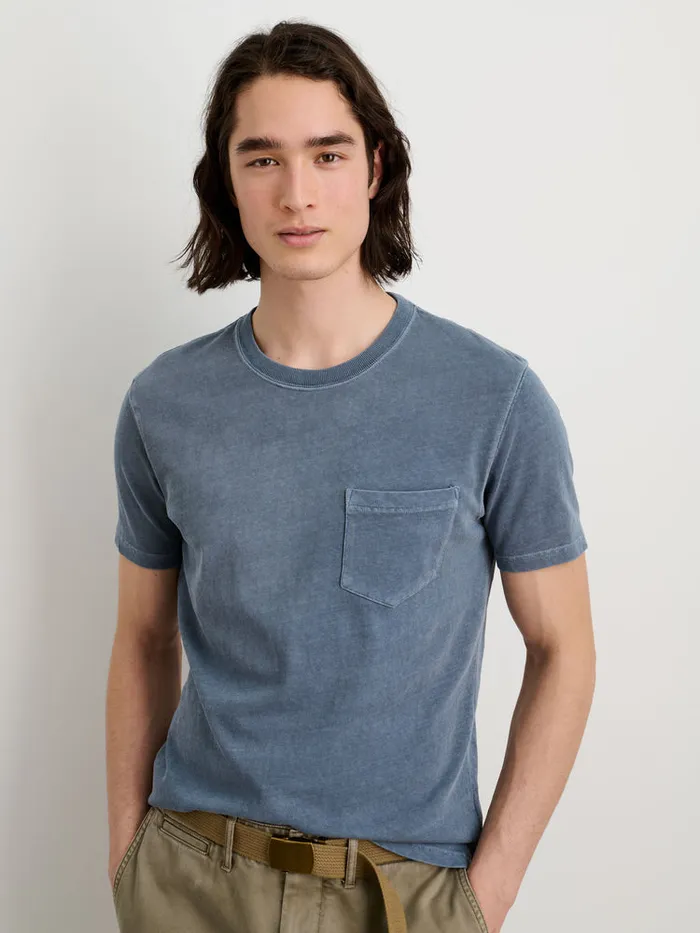 Men Alex Mill Tees Polos Vintage Wash Pocket Tee Faded Blue