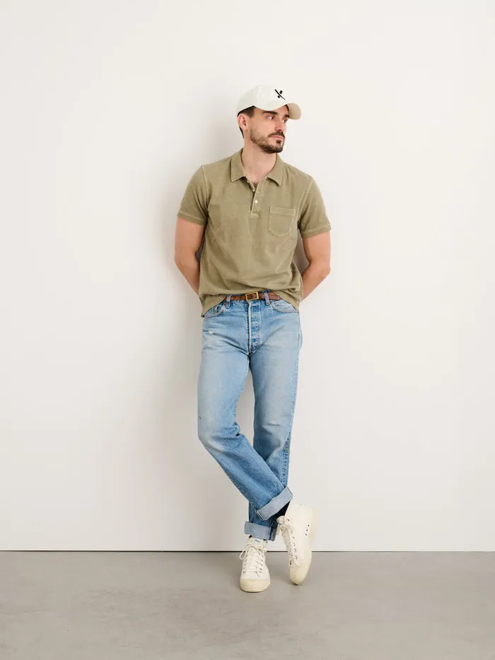 Men Alex Mill Tees Polos Vintage Wash Polo Bay Leaf