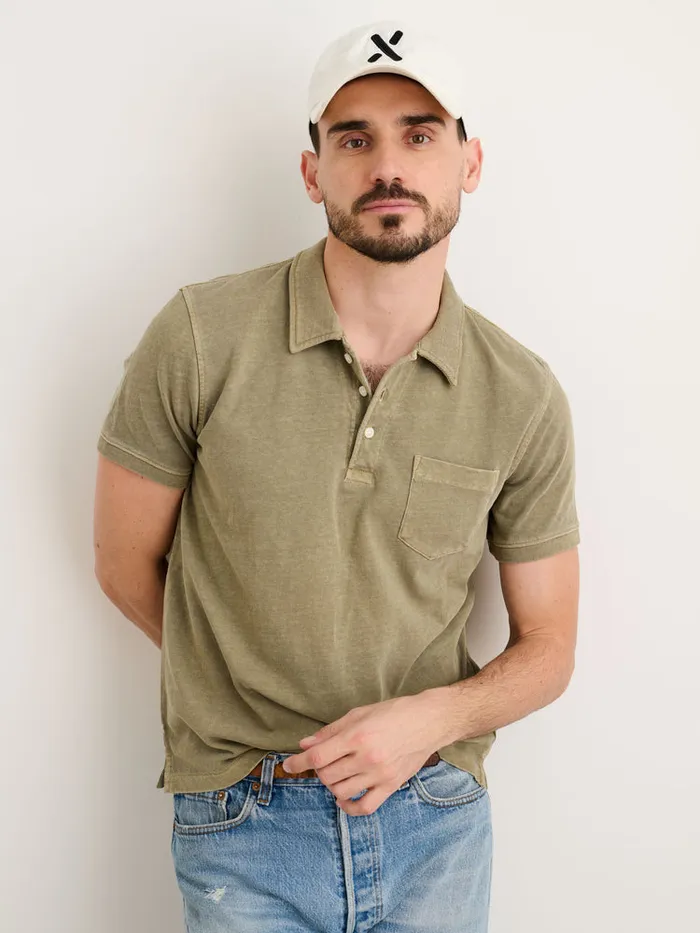 Men Alex Mill Tees Polos Vintage Wash Polo Bay Leaf