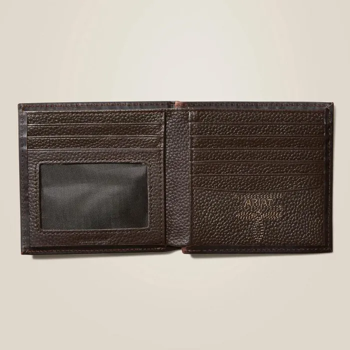 Men Bags and Wallets Ariat Bifold Wallet Logo Dark Copper
