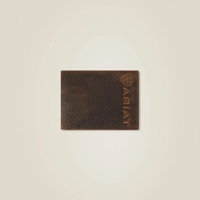 Men Bags and Wallets Ariat Large Logo Bifold Wallet Brown