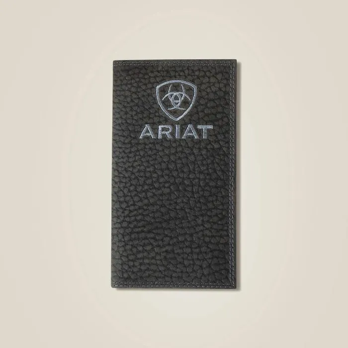 Men Bags and Wallets Ariat Pebble Leather Rodeo Wallet Black