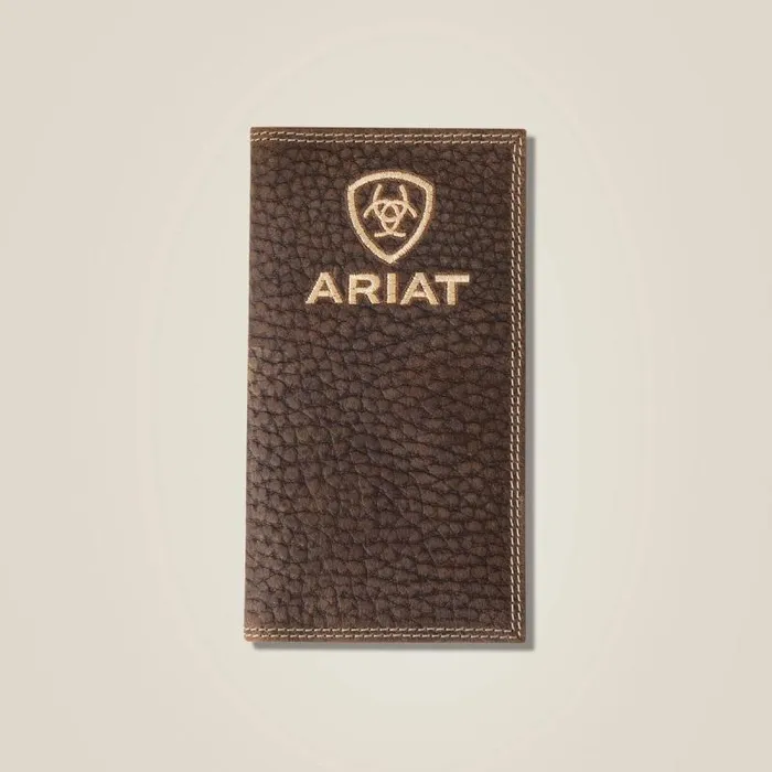 Men Bags and Wallets Ariat Pebble Leather Rodeo Wallet Brown