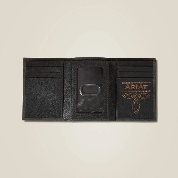 Men Bags and Wallets Ariat Pebble Leather Trifold Wallet Black Men Bags and Wallets Ariat Pebble Leather Trifold Wallet Black