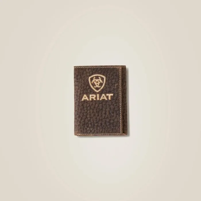 Men Bags and Wallets Ariat Pebble Leather Trifold Wallet Brown