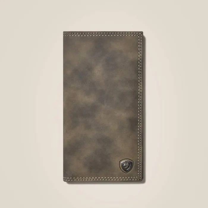 Men Bags and Wallets Ariat Rodeo Wallet Logo Suede Grey