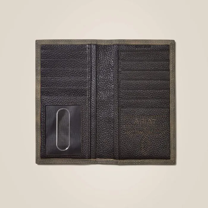Men Bags and Wallets Ariat Rodeo Wallet Logo Suede Grey