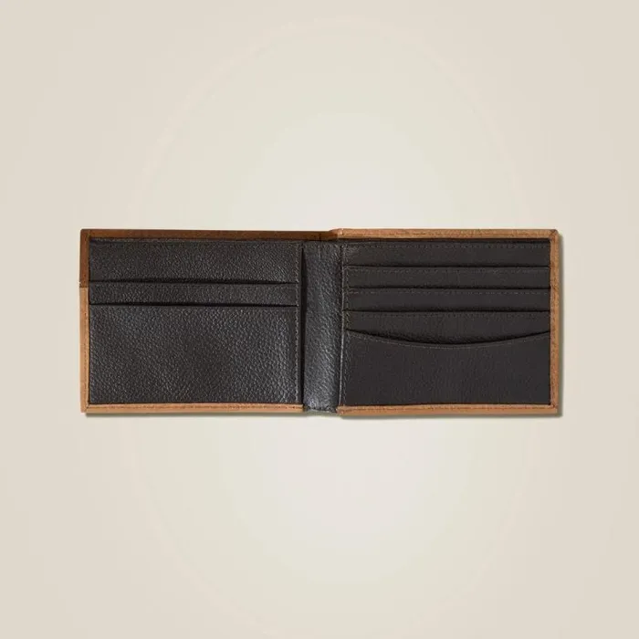 Men Bags and Wallets Ariat Tooled Leather Bifold Wallet Brown Men Bags and Wallets Ariat Tooled Leather Bifold Wallet Brown
