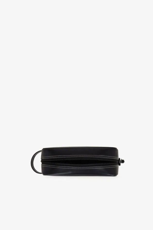 Men Bags Fred Perry Box Leather Wash Bag Black