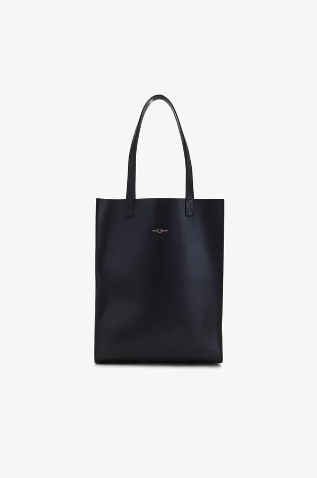 Men Bags Fred Perry Burnished Leather Tote Bag Black