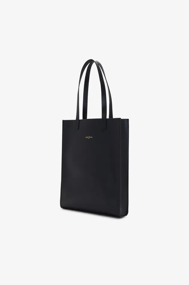 Men Bags Fred Perry Burnished Leather Tote Bag Black