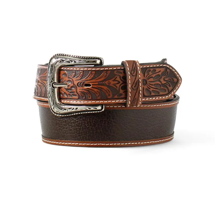 Men Belts Ariat Floral Stamped Tip Belt Brown