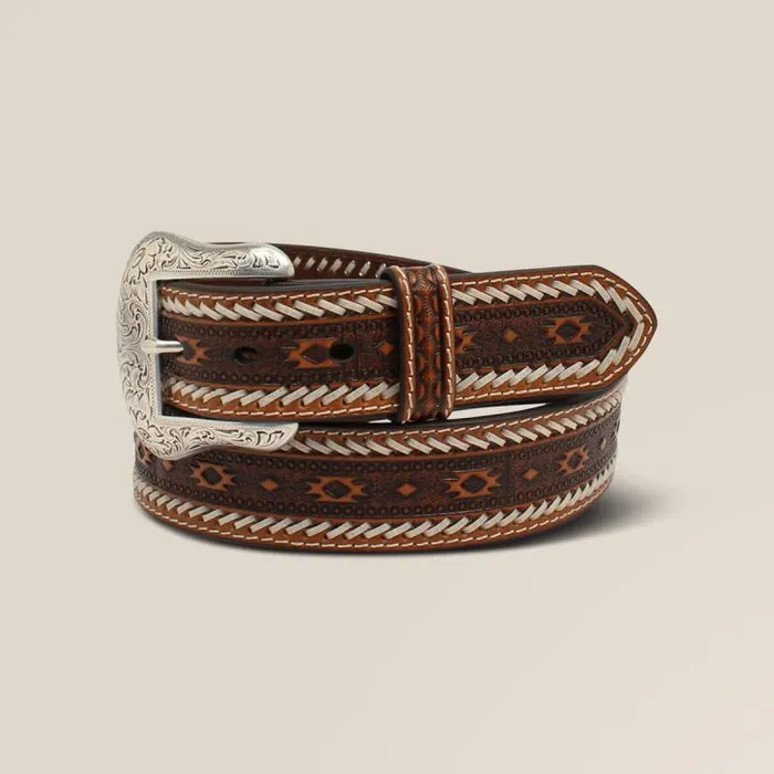 Men Belts Ariat Whip Stitch Belt Tan