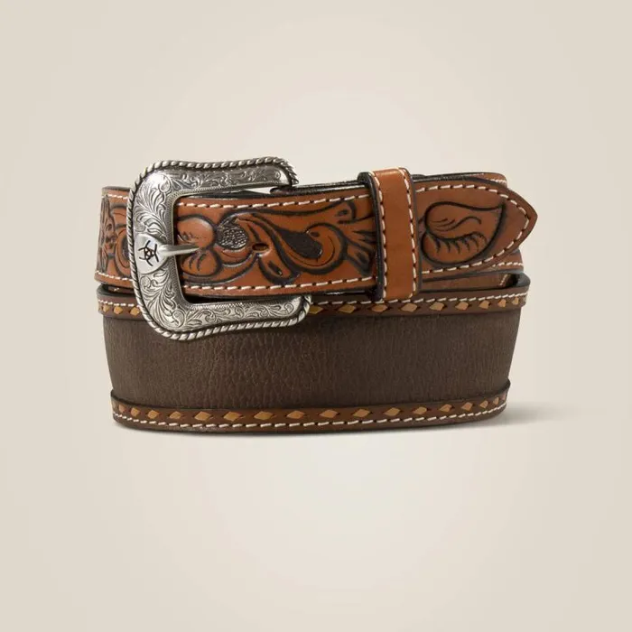 Men Belts Ariat White Stitch Trim Belt Brown