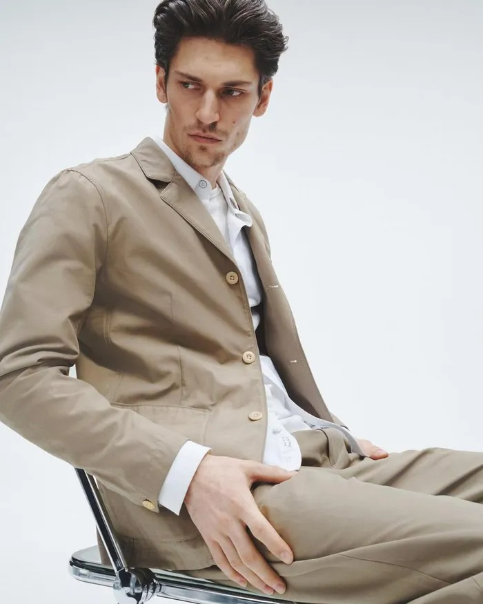 Men Blazers Rag 038 Bone Anderson Cotton Nylon Blazer Dark Taupe