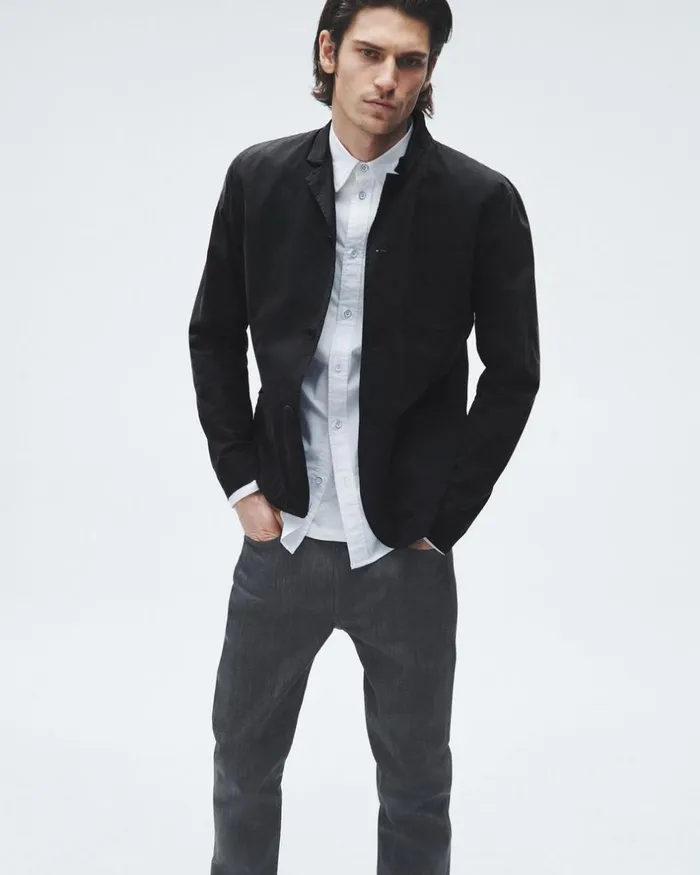 Men Blazers Rag 038 Bone Prospect Peached Cotton Blazer Black